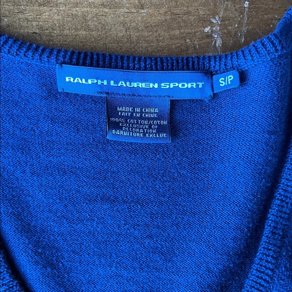 Ralph Lauren Sport Navy V-neck Cotton Sweater Sz PS